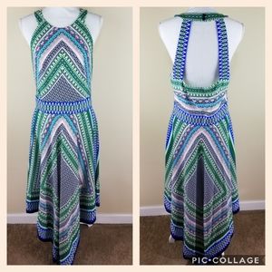 Eliza J Print Halter Scarf Dress Open Back 14